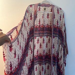 Anthropologie rayon silk dobby printed kimono one size -